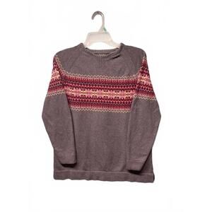 Vintage Eddie Bauer Cozy Fair Isle Gray Sweater - Size L